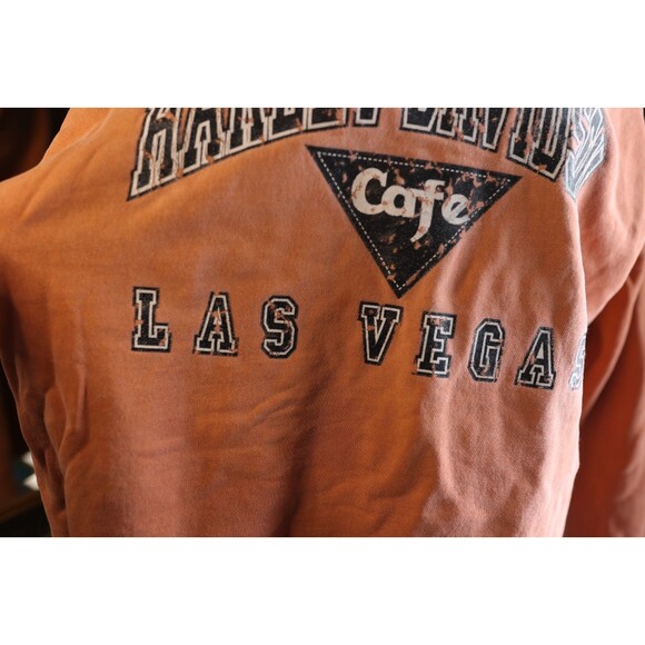 Vintage 90s Harley Davidson Orange Crewneck Sweatshirt Las Vegas Cafe Men’s - Picture 4 of 11